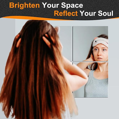 Delma Home Gym Mirrors, 12'' x 12'' Glass Mirror Tiles (4 PCS), Square Large Wall Mirror for Home Gym, Bedroom, Door,Bathroom, Frameless Mirror Sets