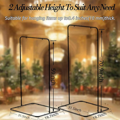 Wedding Sign Holder,Adjustable Welcome to Our Wedding Sign Stand with 2 Pack Leather Hanging Straps Heavy Duty Easel Rack Seating Chart Metal Stand for Birthday Party Baby Shower Graduation Ceremony Decoration,Black