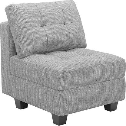 Belffin Middle Module Seat for Modular Sofa Sectional Couch with Storage Accent Armless Sofa Chair Modern Fabric Light Grey