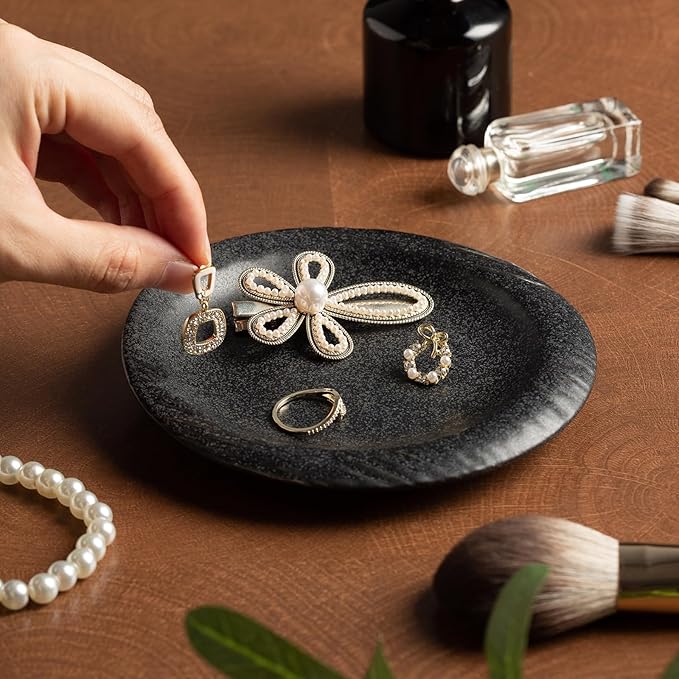 Ceramic Jewelry Tray Decorative Ring Holder and Trinket Dish for Women Wedding Engagement Birthday Gift for Her Jewelry Organizer Vanity Tray (camel)