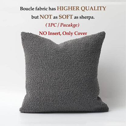 DOMVITUS Luxury Decorative Throw Pillow Cover 18 x 18 Inch Textured Boucle Square Sofa Couch Pillow for Living Room Woven Accent Cushion Case, 1PC, Graphite Grey