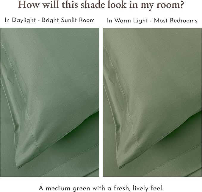 California Design Den Full Size Sheets Set - Natural 100% Cotton Sheets Full Size Bed with Deep Pockets, Soft Sateen Weave, Durable Bedding Set (Sage Green - Dark)