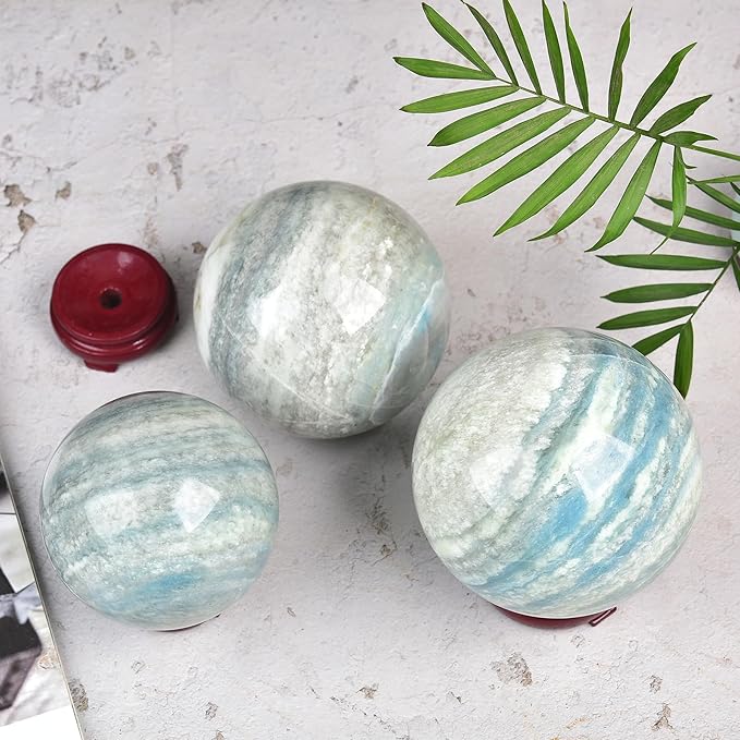 JIC Gem Natural Large Healing Crystal Sphere Ball Trolleite Crystal Decorative Ball Chakra Meditation Fengshui (110-120mm)