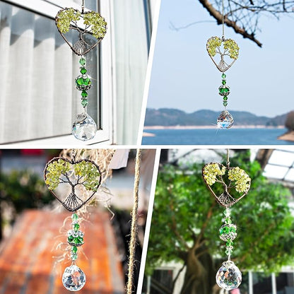 H&D HYALINE & DORA Tree of Life Car Rearview Mirror Hanging Ornament Pendant Accessories Fengshui Suncatcher (Green)