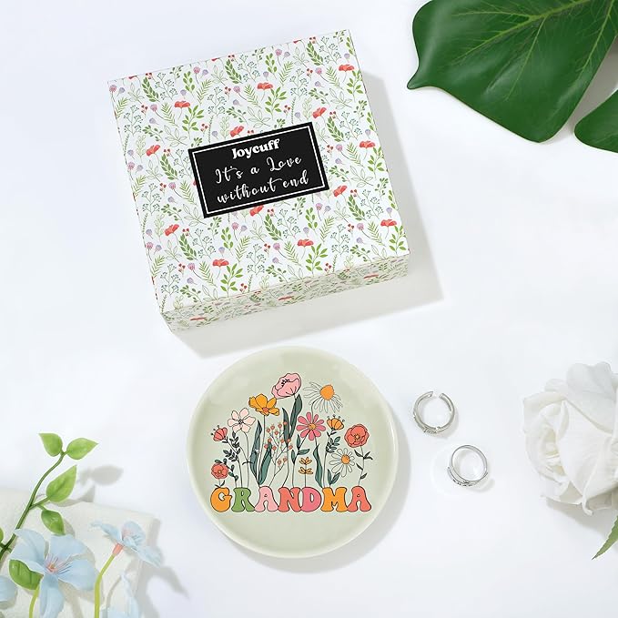 JoycuFF Grandma Gifts from Granddaughter Grandson Grandma Birthday Christmas Mother's Day Trinket Tray Ring Dish