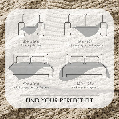 EVERGRACEHOME Chunky Chenille Knit Throw Blanket for Couch, Soft Luxurious Moss Stitch Blankets for Bed, Cozy Decorative Farmhouse Knitted Throws for Sofa, Sand Dune, 60" x 80"