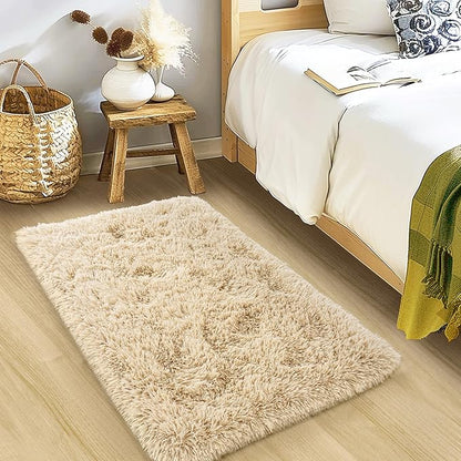 Small Rugs for Bedroom, Fuzzy Throw Rug for Living Room Dorm, Soft Fluffy Bedroom Rug, Non Slip Shag Rugs, Modern Indoor Home Decor Aesthetic, 2x3 Feet, Camel
