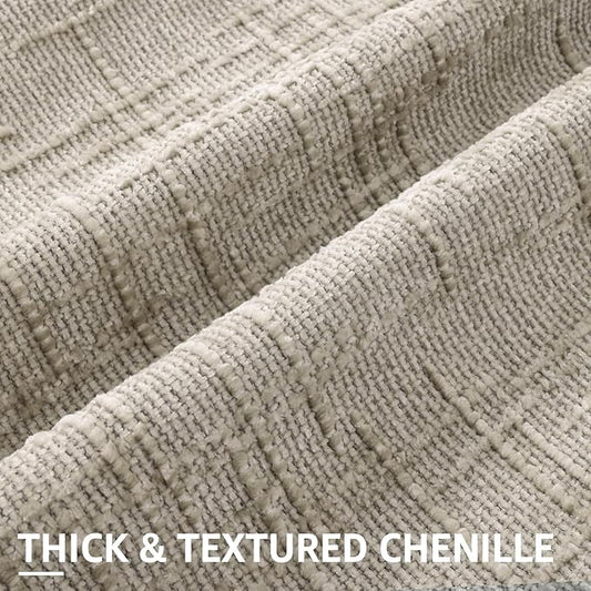 decorUhome Spring Light Brown Chenille Euro Sham Throw Pillow Covers 24x24 Set of 2 Textured Slubby Couch Pillow Covers Farmhouse Accent Modern Neutral Decorative Pillow Cases for Bed Sofa Living Room