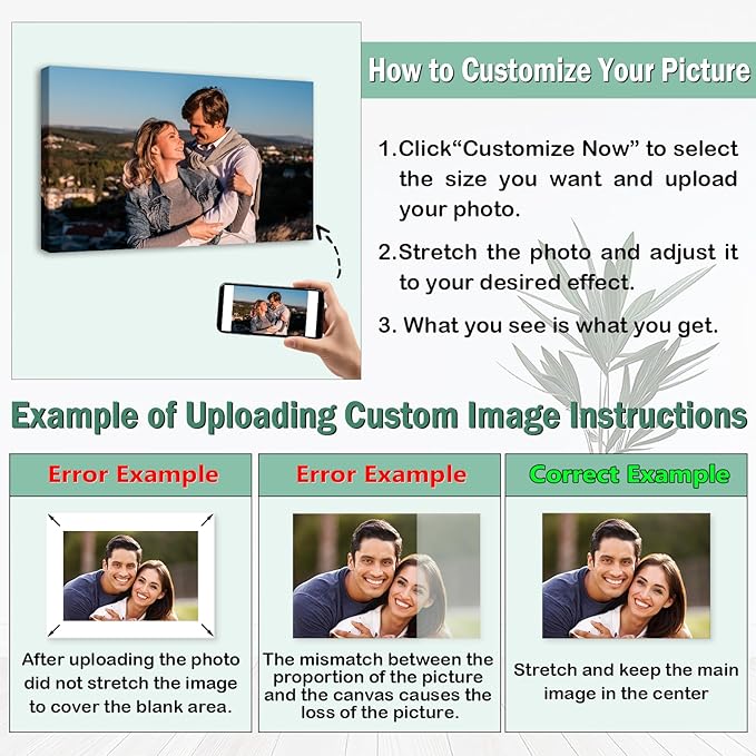 YYYYHPP Canvas Prints with Your Photos, Personalized Photo to Canvas Wall Art,Canvas Printing for Wedding, Family, Baby, Pets, Home Office Decor, Wrapped Frame 24"x20"
