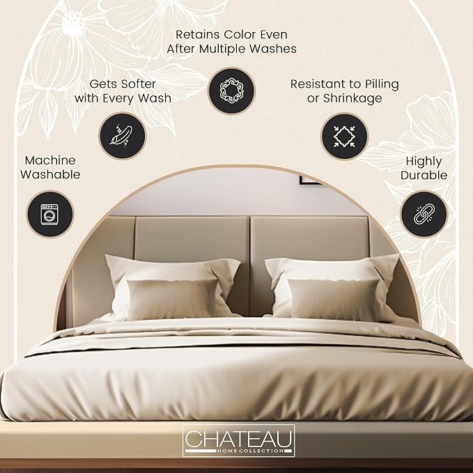 100% Organic Cotton Sheets For Twin Bed, 300TC Fully Elasticated Twin Fitted Sheet & Pillowcase Sets, Fade Resistant Soft & Comfy Deep Pocket Sheets Machine Washable,Naturally Cool & Breathable– Ivory