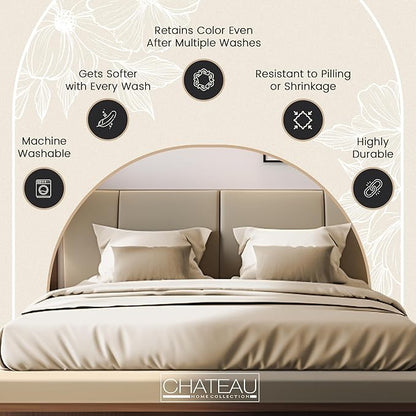 100% Organic Cotton Sheets For Twin Bed, 300TC Fully Elasticated Twin Fitted Sheet & Pillowcase Sets, Fade Resistant Soft & Comfy Deep Pocket Sheets Machine Washable,Naturally Cool & Breathable– Ivory