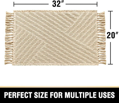 H.VERSAILTEX Waffle Bath Mat Super Absorbent Boho Bath Mat Non Slip Bath Rugs for Bathroom Floor Machine Washable Dry Fast Bathroom Rugs with Tassels, 20" x 32", Sand