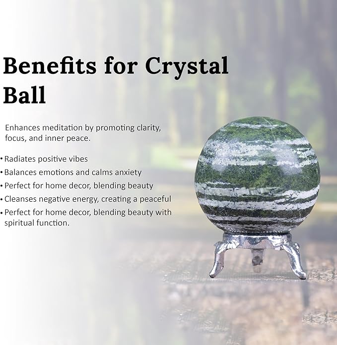 Crocon 45mm Swiss Opal Stone Sphere Ball with Metal Stand 1400+ Carats Gemstone Ball Healing Sphere Sculpture Figurine for Fengshui Divination Home Decoration Photography Crystal Sphere
