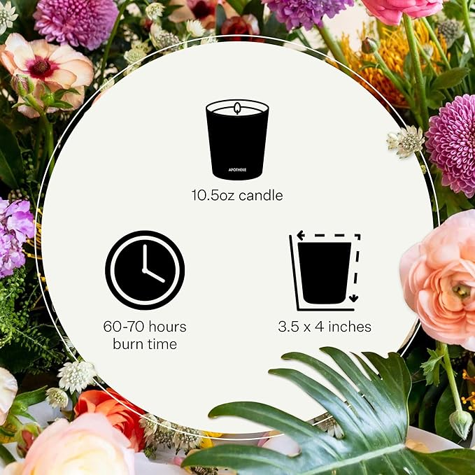 Apotheke Signature Scented Candles for Home, Wild Mint & Ivy - 10.5 oz - Soy Wax, Non Toxic, Large Jar White - Luxury Candle Gifts for Women & Men - Eucalyptus, Patchouli, Cedarwood, and Rose