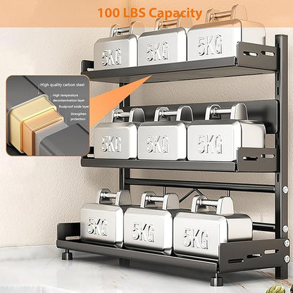 Spice Rack Organizer, 3-Tier Height-Adjustable Kitchen Countertop Spice Organizer Shelf, Metal Rust-Proof Standing Large Seasoning Organizer with Guardrail & Knife Block for Kitchen Bathroom