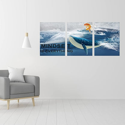 Inspirational Canvas Paintings 3 Panels Motivational Wall Art Inspirational Wall Art Entrepreneur Quotes Artwork Painting Picture for Framed Office Home Decoration Living Room Bedroom 72" W x 36" H