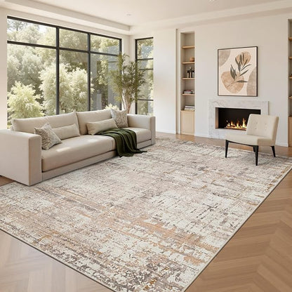 Area Rugs 8x10,Large Soft Rugs for Living Room, Washable Rug,Modern Neutral Abstract Rugs for Bedroom Dining Room, Non-Slip Foldable Thin Indoor Carpet, Stain Resistant(Beige Grey)