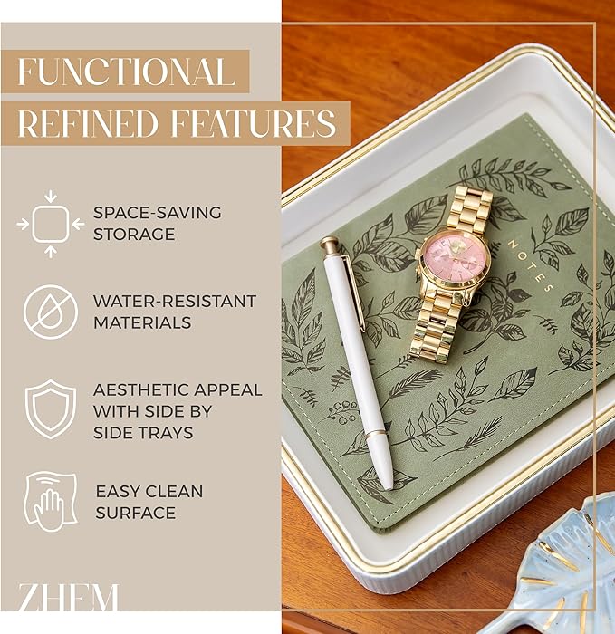 Perfume Tray Valet Tray Night Stand Organizer| Perfume Organizer Catchall Perfume Trays for Dresser Vanity Tray for Dresser| Perfume Holder (Beige 8"x11"x1.75")