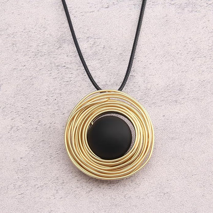 Leather Necklace for Women Boho Choker Necklace Long Cord Leather Pendant Bohemian Neckalce Vintage Alloy Pendant Leather Rope Necklace Wooden Necklaces for Women