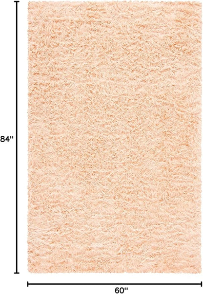 SAFAVIEH Faux Sheep Skin Collection 5' x 7' Light Pink FSS235U Silken Glam 2.35-inch Thick Area Rug