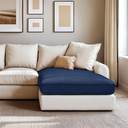 Hokway Stretch Chaise Cover Individual Couch Cushion Slipcovers Reversible Cushion Protector Slipcovers Sofa Cushion Protector Covers (Chaise Cover, Darkblue)