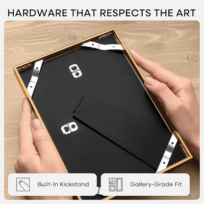 Homeforia 6x6 Picture Frames Bronze, High End Metal 6 x 6 Square Photo Frame with Mat 4 by 4, 6x6 Brass Frame Matted to 4x4 inch Print, 6by6 Wall or Tabletop Frames, Tempered Glass, Wall Kit, Set of 1