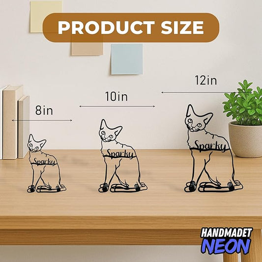 Personalized Devon Rex Cat Minimalist Sculpture, Custom Cats Name Metal Desk Decor, Decorative Home Aesthetic Table Sign Gifts For Officer, Friends, Animal Lover, Kids, Mom, Dad