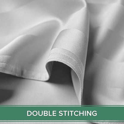 Pure Bamboo Queen Sheets, Genuine 100% Organic Viscose Derived from Bamboo Bed Sheet Set, Luxuriously Soft & Cooling, Double Stitching, 2 Year Quality Promise (Queen, Jacquard White)