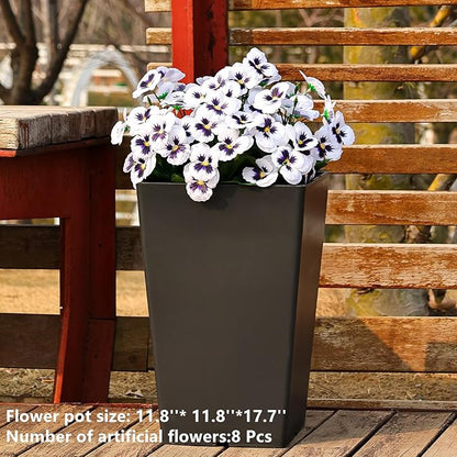 QIANYUN Fake Flowers Pansy Small Wild Flower Daisy Faux Plastic Purple Flowers for Home Wedding Kitchen Garden Table Centerpieces Indoor Outdoor Decor (8PCS,White)