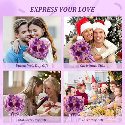 Preserved Flowers Bouquets That Last 3-5 Years Real Forever Flowers Rose Bouquet for Mom Anniversary Birthday Thanksgiving Christmas Gift for Women Grandma Wife Friends Her