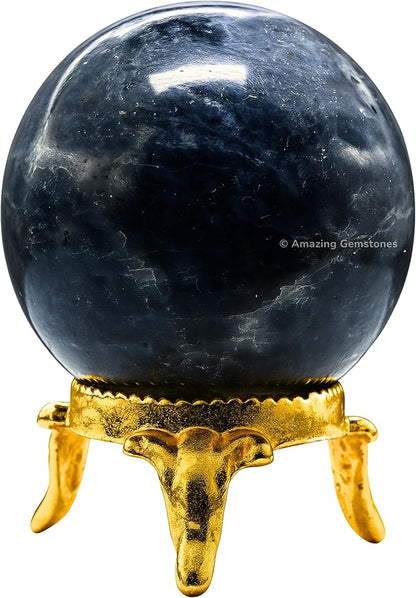 Amazing Gemstone Iolite Crystal Ball with Stand - 1.5 Inches Crystal Sphere Meditation Balls for Witchcraft and Decorative Balls
