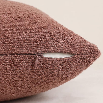 Jeneoo Dusty Rose Decorative Square Thick Throw Pillow Covers Fine Textured Boucle Couch Cushion Case for Sofa Decor, Set of 2, 18 x 18 Inch