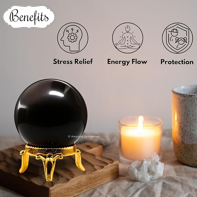 Amazing Gemstone Garnet Crystal Ball with Stand - 1.5 Inches Crystal Sphere Meditation Balls for Witchcraft and Decorative Balls