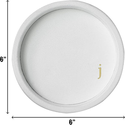 COLLECTIVE HOME - Velvet Jewelry Tray, 6" Monogrammed Jewelry Dish, Smooth Velour Display Dish for Rings, Earrings, Necklaces, Makeup, Personalized Gifts for Women (White-j)
