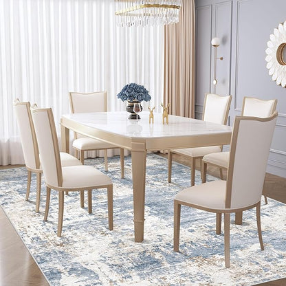 6x9 Area Rugs for Living Room, Washable Modern Abstract Large Area Rug Neutral Soft Non Slip Kids Rug Stain Resistant Indoor Carpet for Bedroom Nursery Dining Room Playroom Home Office(Blue, 6'x9')