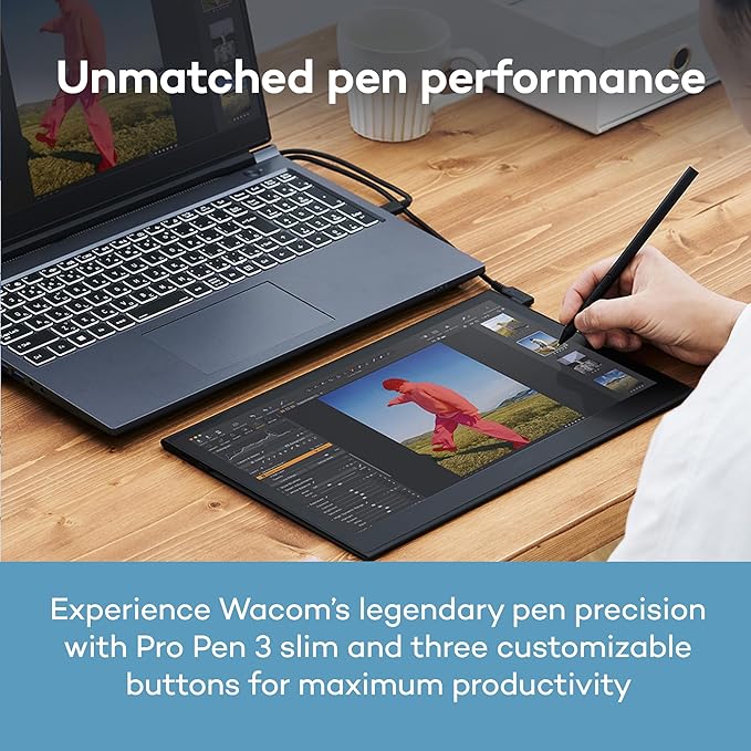 Wacom Movink Drawing Tablet with Screen, 13.3" OLED Touchscreen Portable Graphic Art Tablet w/Pro Pen 3, 10-bit Color Display for Mac, PC, Chromebook & Android