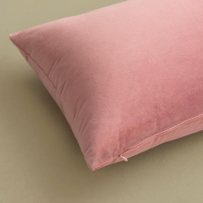 MIULEE Velvet Throw Pillow Covers 20x20 Inch, Pack of 2 - Dusty Pink, Soft Solid Decorative Pillow Covers Cushion Cases Modern Luxury Home Decor for Spring Couch Sofa Bedroom Livingroom