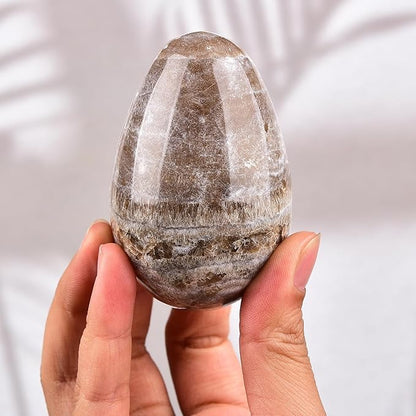 AMOYSTONE Natural Morocco Jasper Egg with Stone Base for Home Decor Ornamet Specimen Large, Single Height 3-3.5"