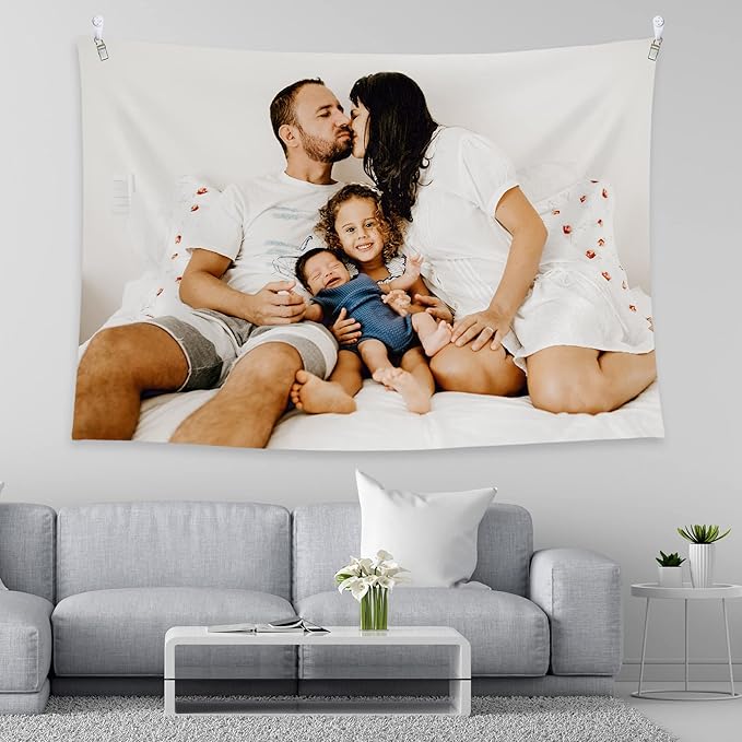 BLINGPAINTING Custom Tapestry - Upload Images, Personalized Backdrop, Create Your Own Wall Hanging - Living Room, Bedroom, Dorm - Home Decor (60" W x 80" L)