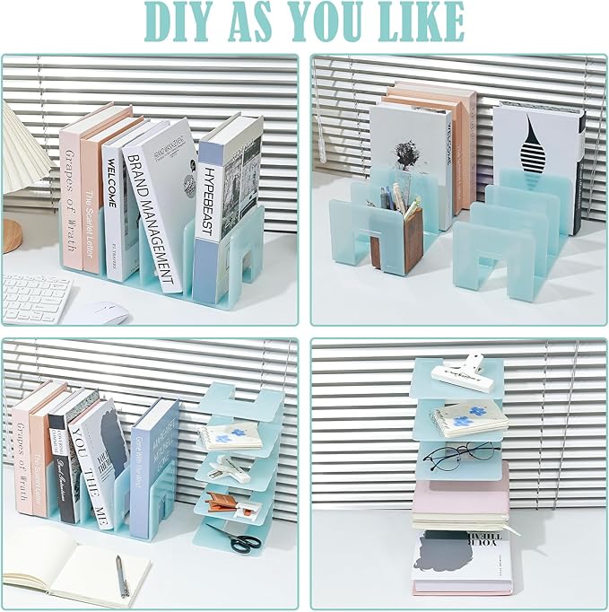 BAYTORY 2Pcs Acrylic File Holder Purse Organizer, Sturdy Desktop File Sorter Organizer, Binder Shelf for Office Desk Kitchen Shelf Closet (Green)