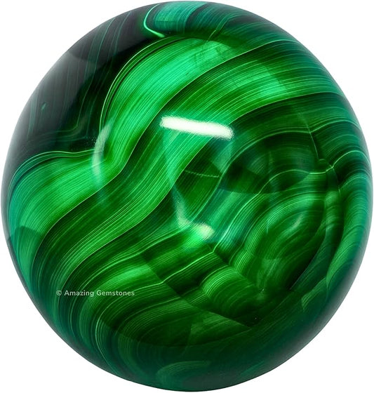 Amazing Gemstone Malachite Crystal Ball with Stand - 1.5" Inches Crystal Sphere Meditation Balls for Witchcraft and Decorative Balls