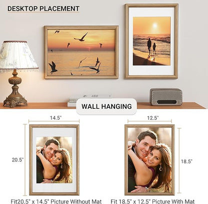Heimlove 13x19 Picture Frame,13 x 19 Solid White Oak Photo Frame Matted to 11x14 with Tempered Glass,13"x19" Handcrafted wood Poster Frame,Vertical or Horizontal Wall Hanging Display,1 Pack