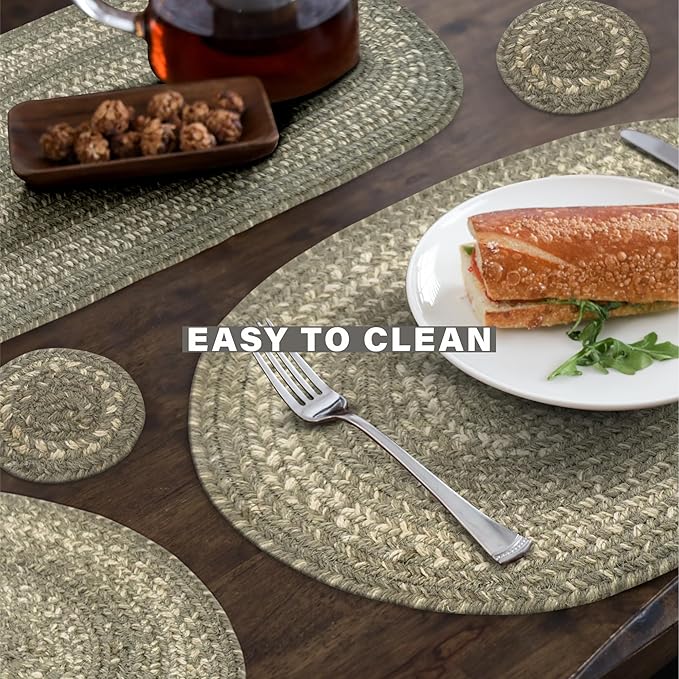Homespice Grey Cloud Jute Woven Round Placemats Set of 6, 15", Warm Country Decor, Grey Table Mats - Vibrant Colors, Durable, Easy to Clean and Protects Furniture