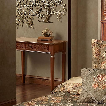 Touch of Class Cacia Carved Console Table Regal Walnut | Elegant Wooden Accent Furniture for Entryway, Foyer, Hallway, Living Room | Traditional Style Wood Tables with Decorative Display Space