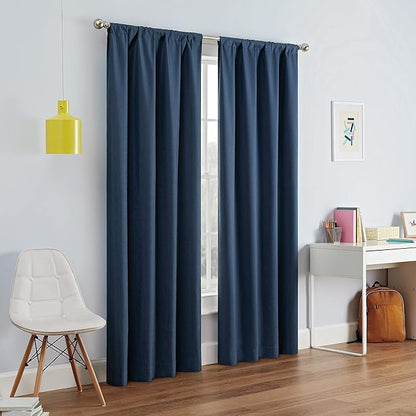Eclipse Kids Kendall Blackout Thermal Curtain Panel,Denim, 42 Inch X 63 Inch