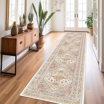 zesthome Washable Runner Rug 2.5x12 - Stain Resistant Entryway Rug,Ultra-Thin Kitchen Rugs, Anti Slip Backing Runner Rugs for Entrance Laundry Room Indoor Hallway (Orange,2.5'x12')