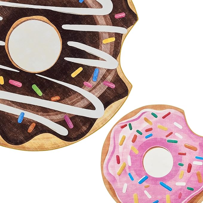 jinchan Cute Round Rug 5ft Chocolate Donut Fun Rug Washable Playroom Mat Sweet Dessert Circle Cool Rug Non Slip 5' Round Soft Cozy Floor Mat Funky Gift for Kids Teens Dorm Bedroom Living Room