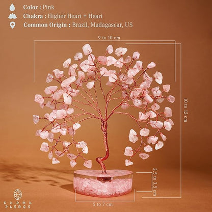 Rose Quartz Crystal Tree Gifts for Women, Handmade Chakra Healing Crystals Tree of Life for Positive Energy, Money, Good Luck, Home and Office Decor, Thoughtful Birthday Gifts for Mom