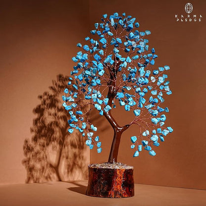 Crystal Tree of Life Turquoise Healing Crystal Trees for Home & Office Decoration, Handmade Crystal Money Bonsai Trees for Positive Energy, Good Luck, Christmas Decor, Birthday Gifts for Women, Mom