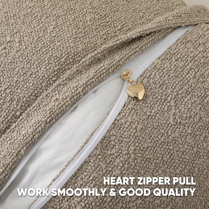 HAUSSY Set of 2 16x16 Decorative Throw Pillow Covers, Soft Cozy Textured Boucle Couch Cases, Home Decor for Couch Bed Living Room, Oatmeal